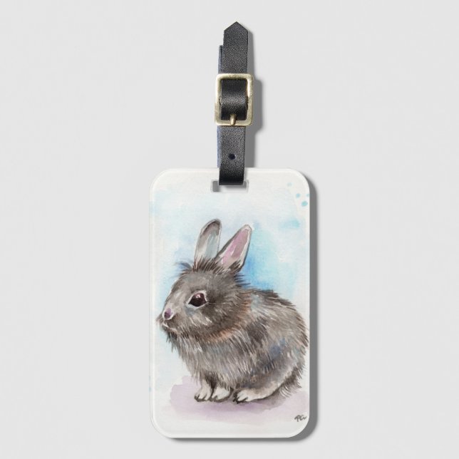 Etiqueta Para Maletas Gray Bunny (Anverso vertical)