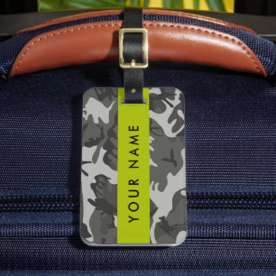 Etiqueta Para Maletas Gray Camouflage Pattern, Your name, Personalize