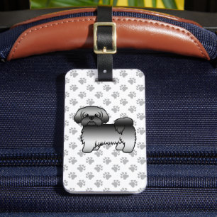 Etiqueta Para Maletas Gray Shih Tzu Cute Cartog Perro y Personalizado Te