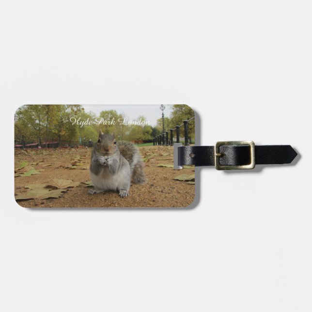 Etiqueta Para Maletas Gray Squirrel Hyde Park Londres. (Frente Horizontal)