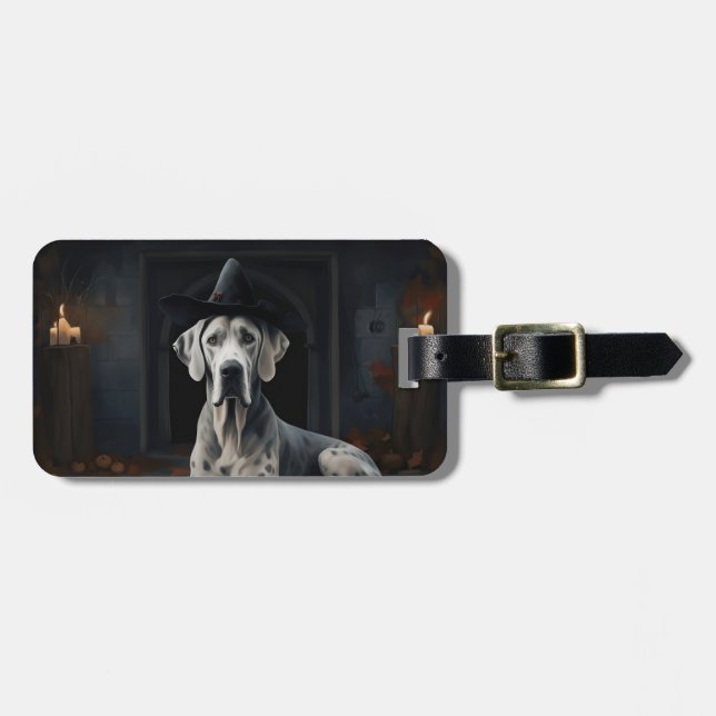 Etiqueta Para Maletas Great Dane Pumpkins Halloween Scary Flip (Frente Horizontal)