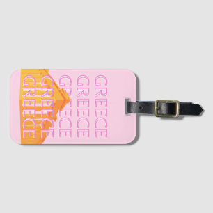 Etiqueta Para Maletas Grecia, arte de viajes, rosa