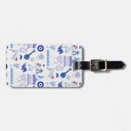 Etiqueta Para Maletas Greece Blue and White
