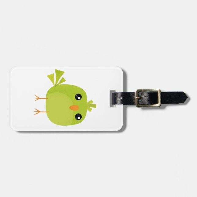 Etiqueta Para Maletas Green Bird Cartoon  (Frente Horizontal)