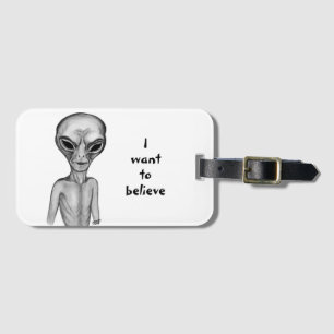 Etiqueta Para Maletas Grey Alien , quiero creer