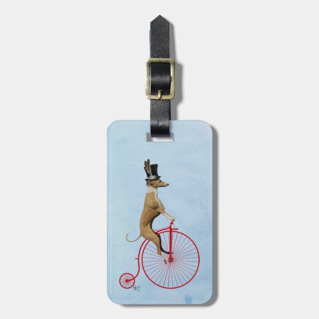 Etiqueta Para Maletas Greyhound on Red Penny Farthing (Frente Vertical)