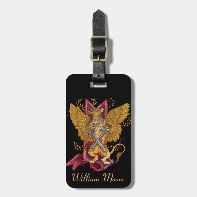 Etiqueta Para Maletas Griffin místico con espadas (Frente Vertical)