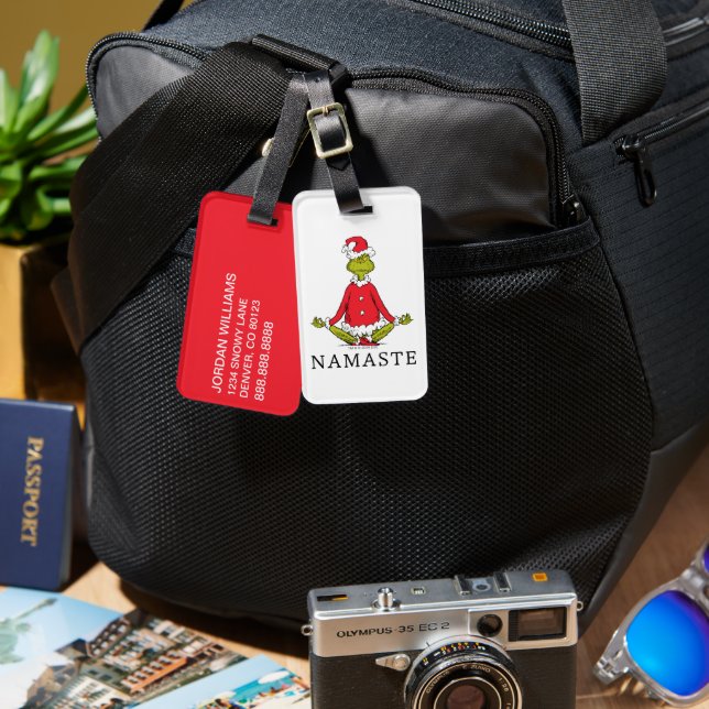 Etiqueta Para Maletas Grinch | Namaste Santa Claus (Anverso & Reverso)
