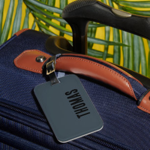 Etiqueta Para Maletas Gris Carbón Nombre Personalizado Minimalista