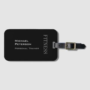Etiqueta Para Maletas Gris moderno Black Fitness Sport Añadir nombre