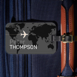 Etiqueta Para Maletas Gris negro personalizado y elegante viaje a todo e