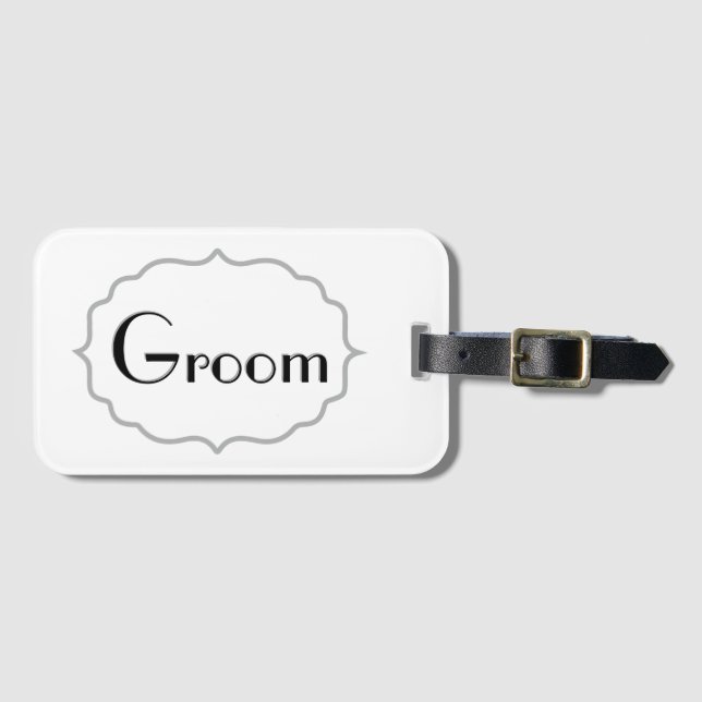 Etiqueta Para Maletas Gris Y Groom Negro (Anverso horizontal)