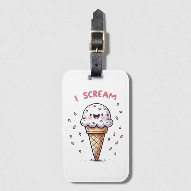 Etiqueta Para Maletas Grito helado de cono con salpicaduras (Anverso vertical)