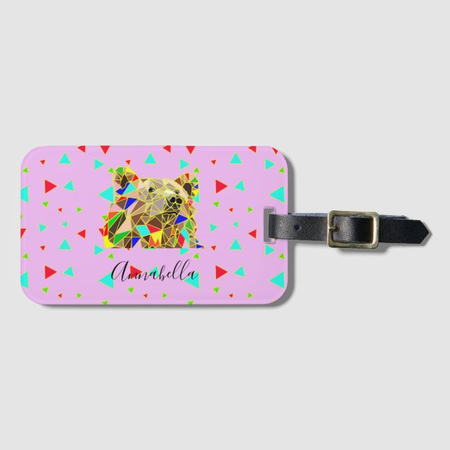 Etiqueta Para Maletas Grizzly Bear Rosa (Anverso horizontal)