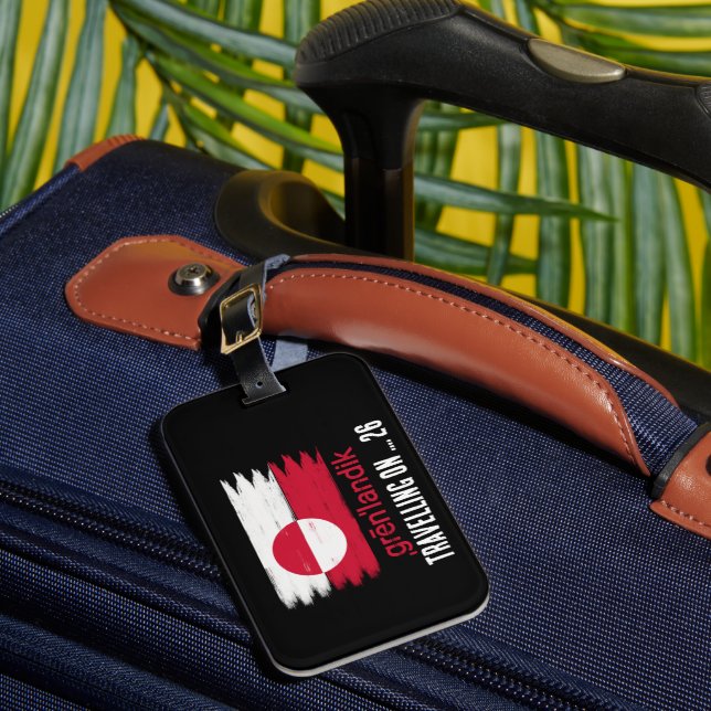 Etiqueta Para Maletas Grönland flagge mit Reisedatum   (Anverso In situ 1)