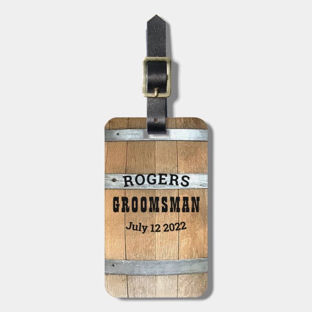 Etiqueta Para Maletas Groomsman Bourbon Barrel personalizado (Frente Vertical)