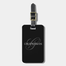 Groomsman Monograma Gris negro
