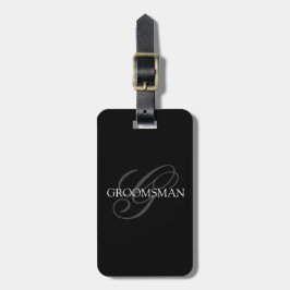 Etiqueta Para Maletas Groomsman Monograma Gris negro