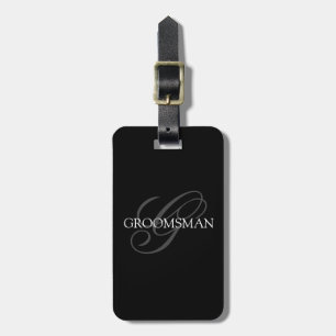 Etiqueta Para Maletas Groomsman Monograma Gris negro