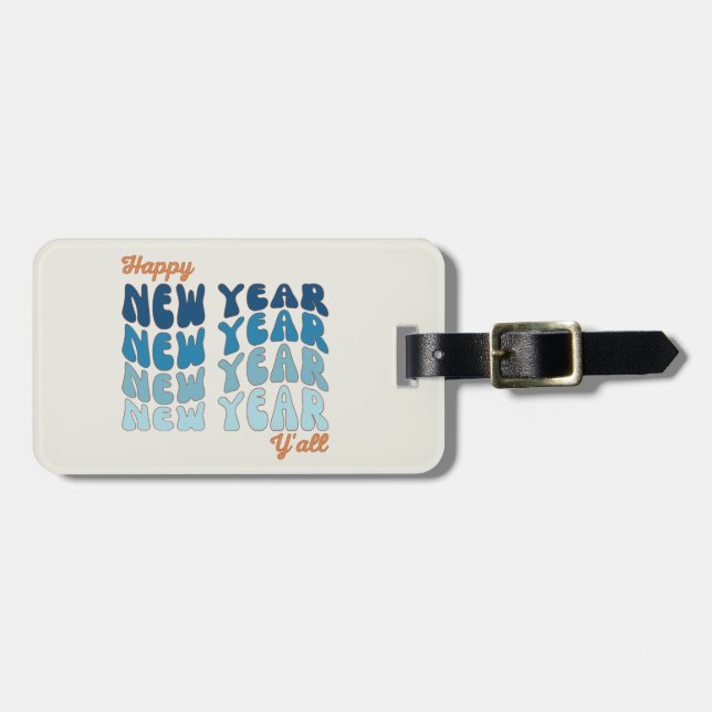 Etiqueta Para Maletas Groovy 2024 Feliz Año Nuevo (Frente Horizontal)
