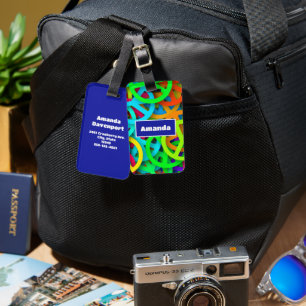 Etiqueta Para Maletas Groovy Peace firma modelo arcoiris