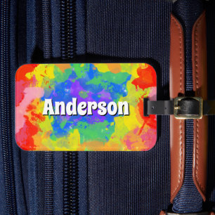Etiqueta Para Maletas Groovy Rainbow Tie Dye