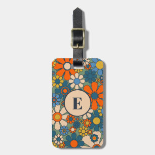 Etiqueta Para Maletas Groovy y Bonito del patrón de los 70 de la floral
