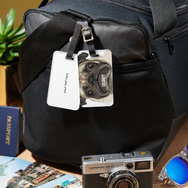 Etiqueta Para Maletas Grumpy Puggy Gifts (Anverso & Reverso)