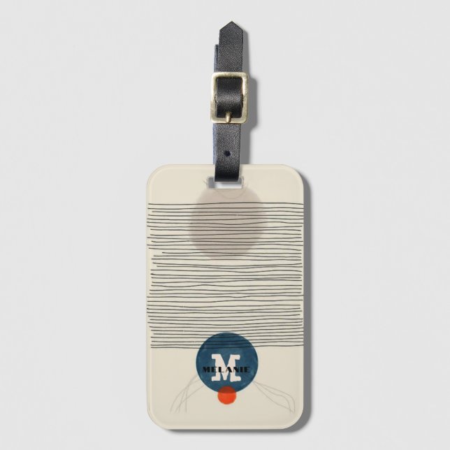 Etiqueta Para Maletas Grunge aestheticstripes minimal Monogram (Anverso vertical)