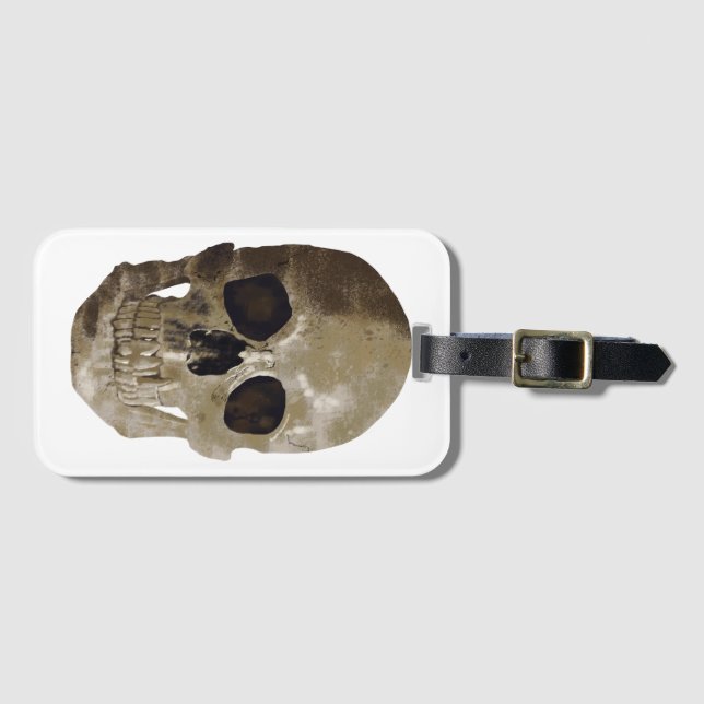 Etiqueta Para Maletas Grungy Skull (Anverso horizontal)