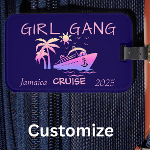 Etiqueta Para Maletas GRUPO DE CHICAS EN CRUCERO Azul tropical/Rosa PERS