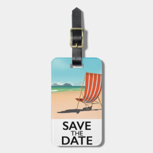 Etiqueta Para Maletas Guardar la fecha silla de playa vintage