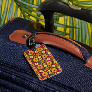 Etiqueta Para Maletas ¡Guau! Patrón floral Colorido y Brillante,
