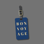 Etiqueta Para Maletas Guay Blue Golden Yellow Bold Bon Voyage<br><div class="desc">Diseño de etiquetas de equipaje de personalizable simple con fondo azul,  letras negrita doradas. Idea de regalo perfecta.</div>