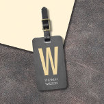 Etiqueta Para Maletas Guay Gris Black Pastel Amarillo Negrita Monograma<br><div class="desc">Diseño de etiquetas para equipaje de personalizable completo Guay con fondo gris de textura y monograma amarillo pastel audaz. Diseño moderno y elegante.</div>