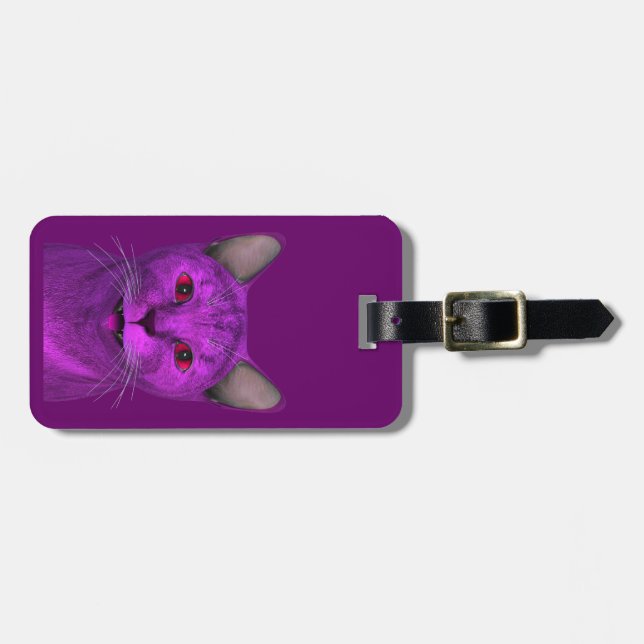 Etiqueta Para Maletas Guay Purple Cat (Frente Horizontal)