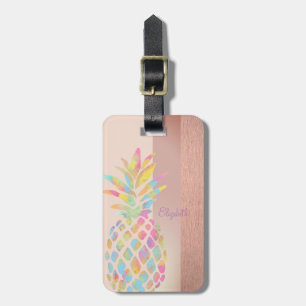 Etiqueta Para Maletas Guay Trendy Striped,Colorful Pineapple