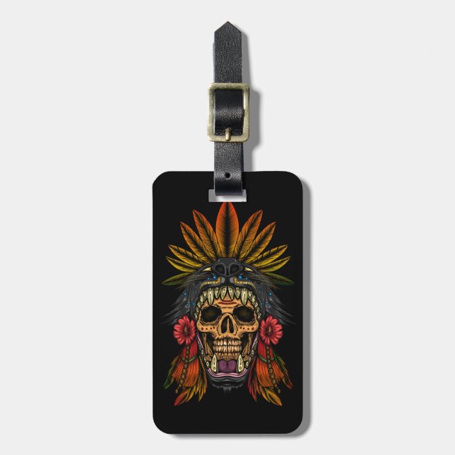 Etiqueta Para Maletas Guerrero azteca (Frente Vertical)