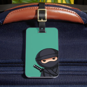 Etiqueta Para Maletas Guerrero ninja furtivo sobre fondo verde