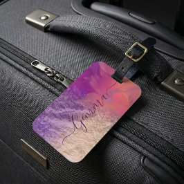 Etiqueta Para Maletas Guión de caligrafía de Purpurina de Relieve metali