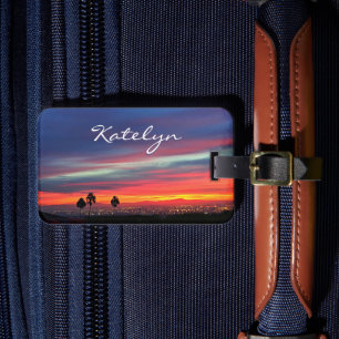 Etiqueta Para Maletas Guión de nombre personalizado de la foto de la pue