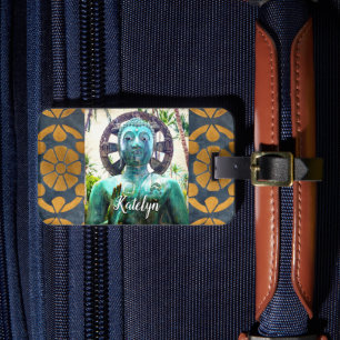 Etiqueta Para Maletas Guión de nombre personalizado de la foto del Buda 