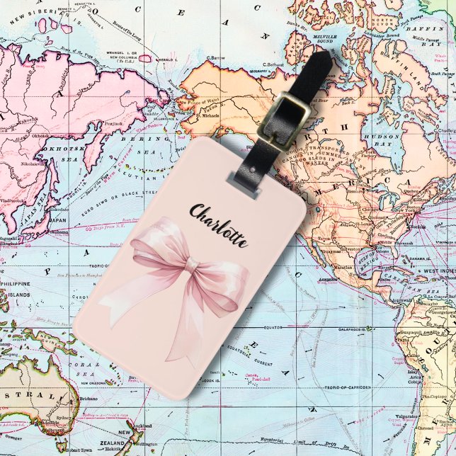 Etiqueta Para Maletas Guión de nombre rosa de plegado (Subido por el creador)
