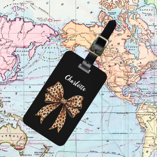 Etiqueta Para Maletas Guión del nombre del arco de impresión del leopard