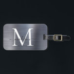 Etiqueta Para Maletas Guión Metalizado monograma cepillado gris plateado<br><div class="desc">Moda moderna Color gris plateado Guión Metalizado Monograma Etiqueta de bolsa mate</div>