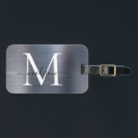 Etiqueta Para Maletas Guión Metalizado monograma cepillado gris plateado<br><div class="desc">Moda moderna Color gris plateado Guión Metalizado Monograma Etiqueta de bolsa mate</div>