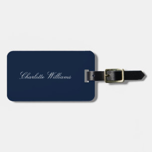 Etiqueta Para Maletas Guion moderno azul marino minimalista personalizad