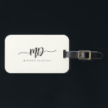Etiqueta Para Maletas Guión moderno de pincel monograma Estilo marfil ne<br><div class="desc">Moda y elegante,  esta moderna etiqueta de equipaje monograma en marfil y negro es un sofisticado diseño minimalista que combina tu monograma en un guión de broche con florecientes a lo largo de la elegante tipografía serif.</div>