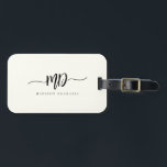 Etiqueta Para Maletas Guión moderno de pincel monograma Estilo marfil ne<br><div class="desc">Moda y elegante,  esta moderna etiqueta de equipaje monograma en marfil y negro es un sofisticado diseño minimalista que combina tu monograma en un guión de broche con florecientes a lo largo de la elegante tipografía serif.</div>