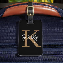 Guión monograma moderno de oro negro